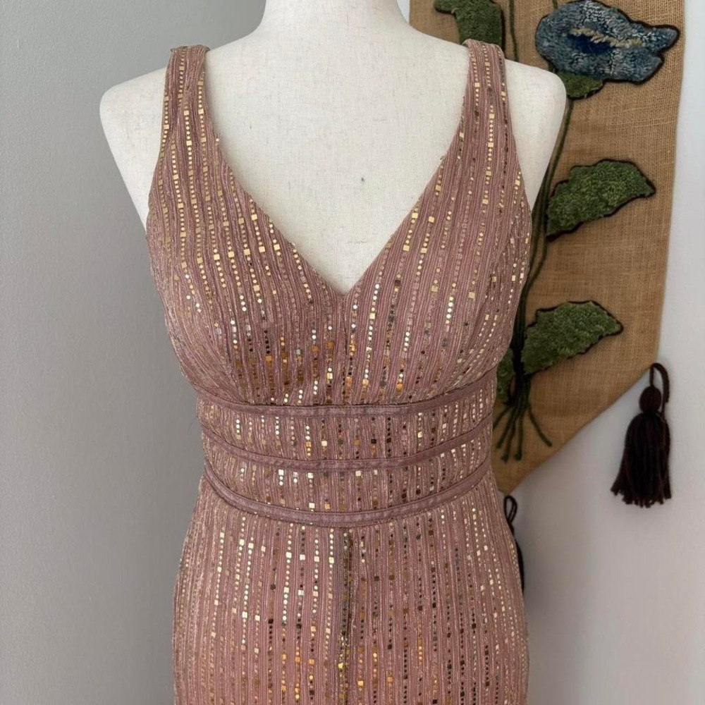 Y2K Gold Embellished Mauve Jumpsuit